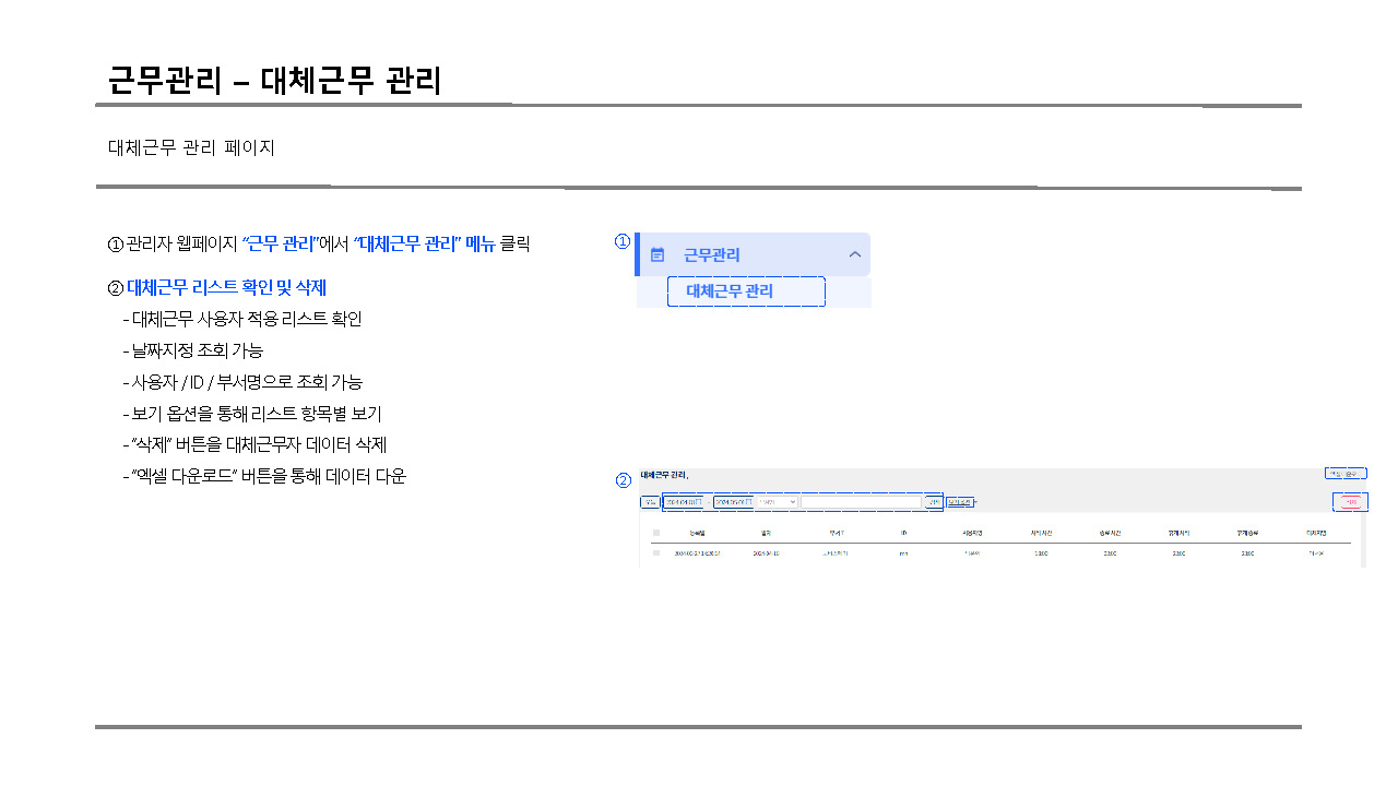근무관리 대체근무