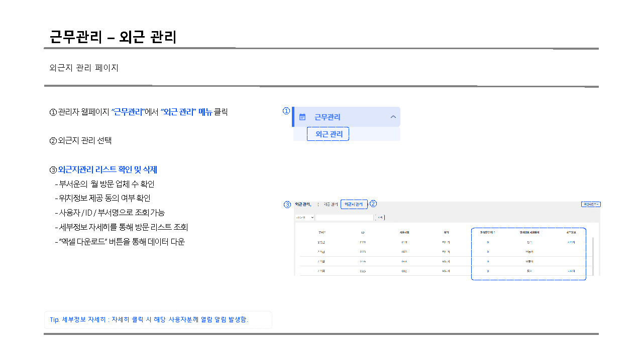근무관리 외근지관리