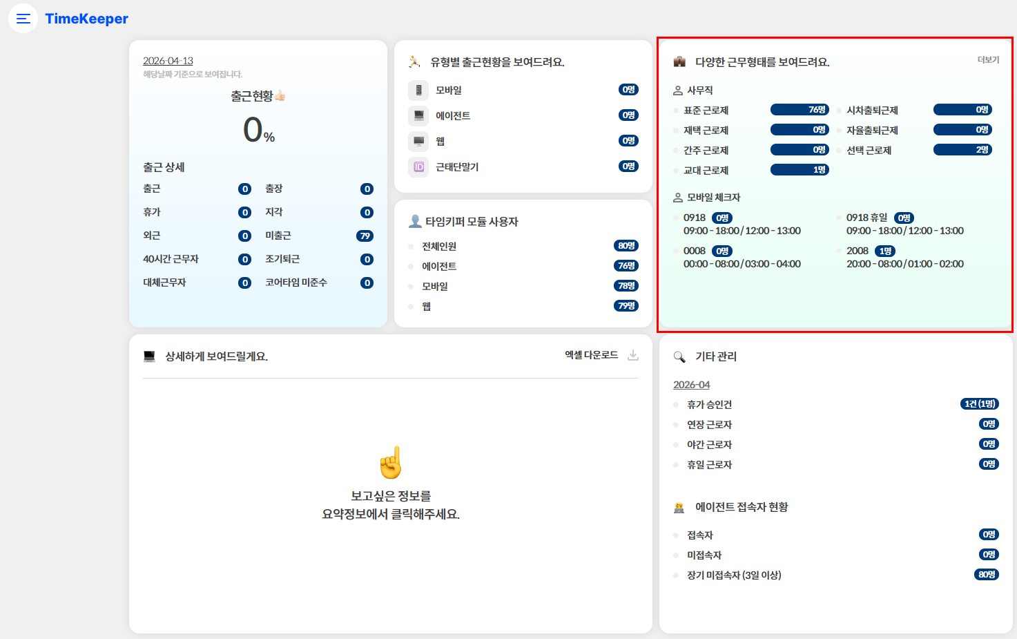 복수 사업장 근태관리 운영 구조 예시 이미지
