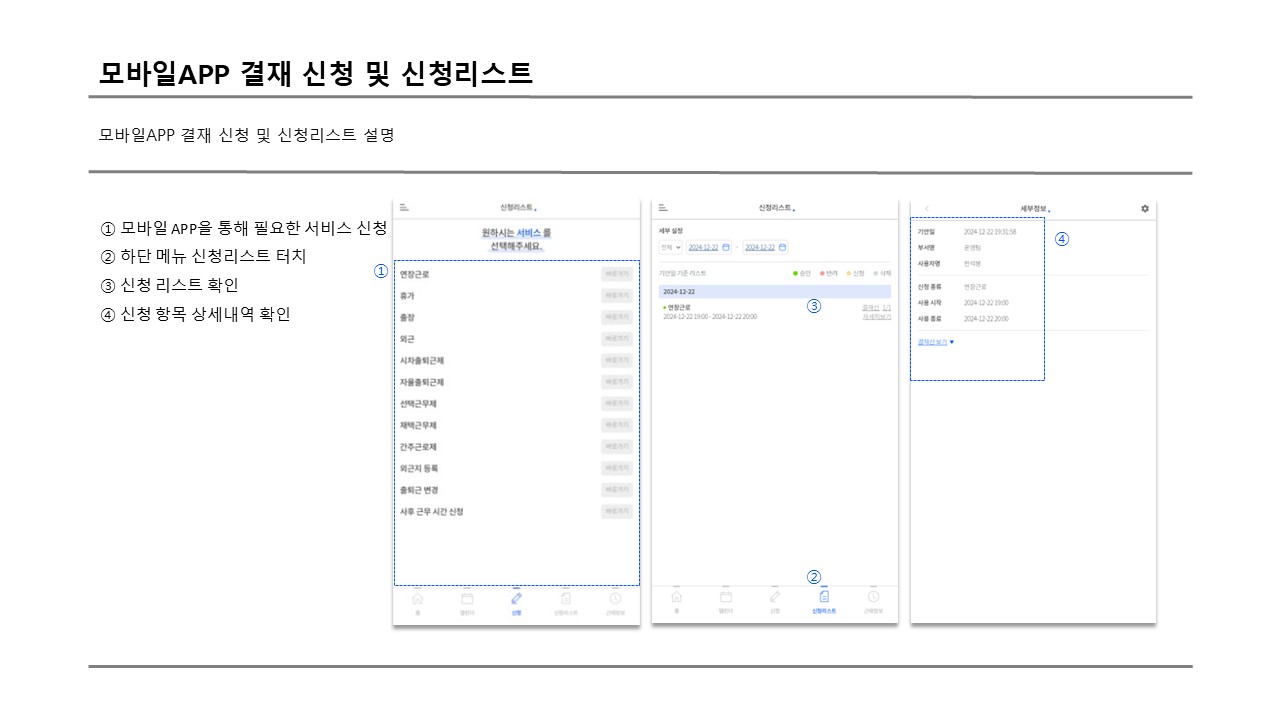 사용자 모바일 결재 신청 및 신청리스트