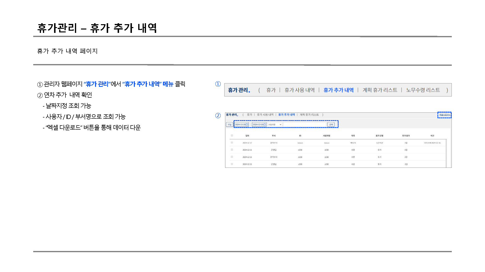 휴가관리 휴가추가내역